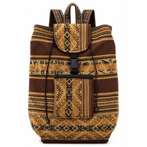 Vintage Boho Aztec Woven Backpack Tribal Geo Canvas Drawstring Rucksack Bag